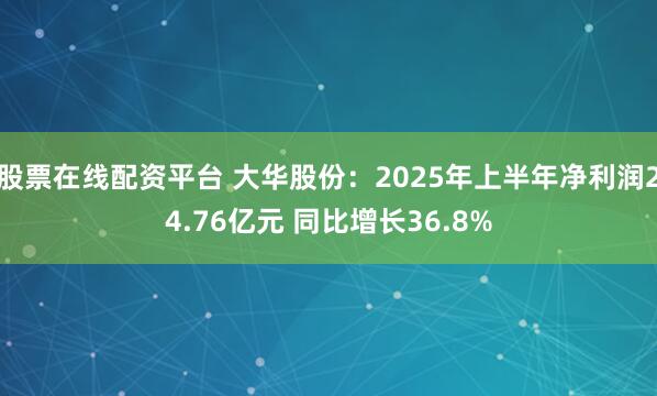 股票在线配资平台 大华股份：2025年上半年净利润24.76亿元 同比增长36.8%
